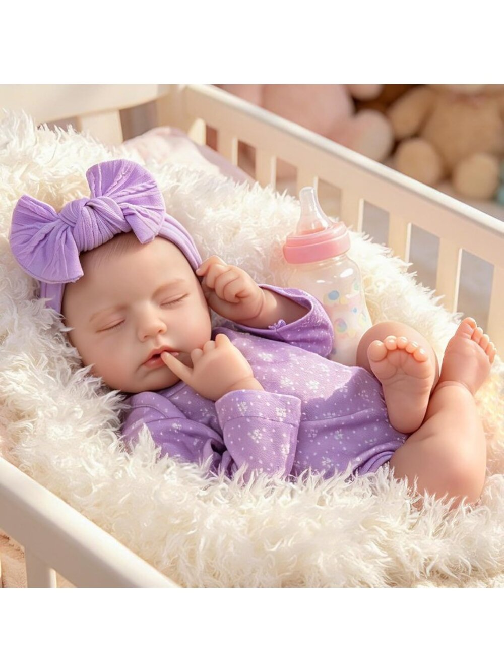Realistic 20" Reborn Baby Doll Girl with Feeding Kit - Lifelike Gift for Kids